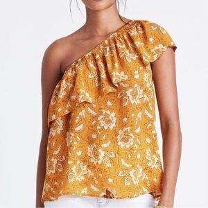 Madewell Silk One-Shoulder Ruffle Top